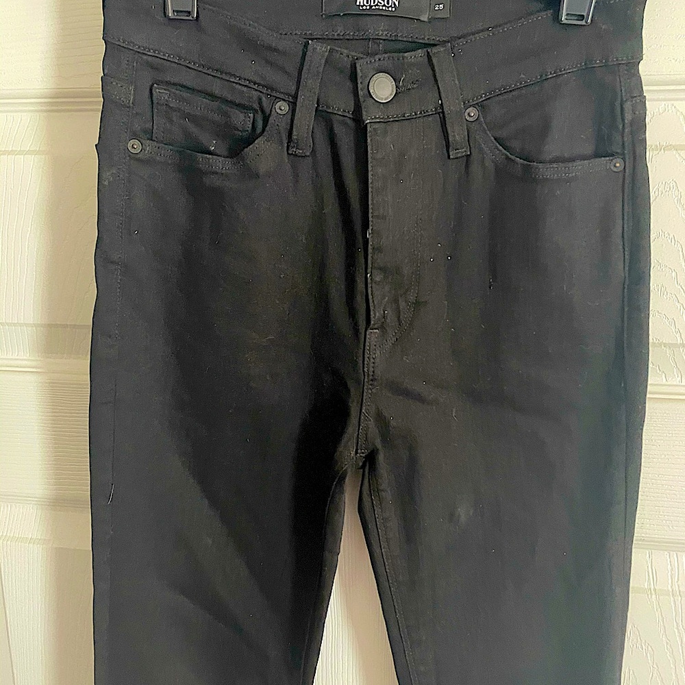Hudson Jeans High Rise Skinny Black Metallic Sz 25 - Picture 2 of 9